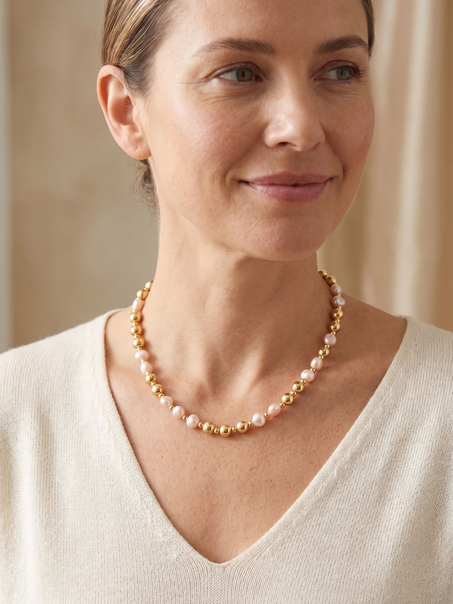 Pearl & Bead Tennis Necklace - 4NGK6BGMDP