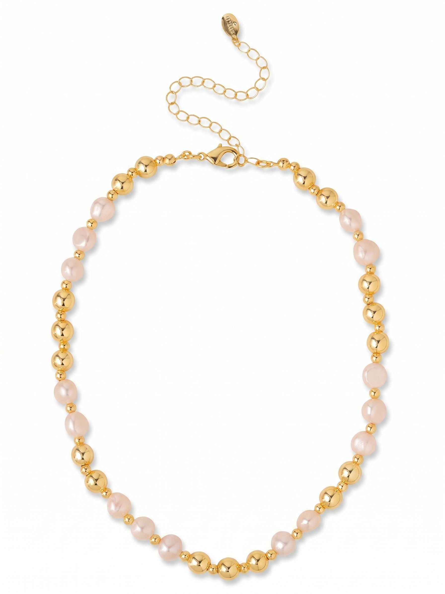 Pearl & Bead Tennis Necklace - 4NGK6BGMDP - <p>Fifteen baroque pearls rest along the collarbone, their organic shapes offering a fresh perspective on a traditional strand. Small faceted crystals anchor the pearls, catching the light as you move and breaking up the line with subtle flashes. The bright gold tone warms the white pearls, creating a balanced contrast against your skin. An extension chain lets you adjust the drape to work with different necklines or seamlessly layer with other pieces in your jewelry box.</p><ul>
<li>Alternating rhythm of organic baroque pearls and delicate faceted accent crystals</li>
<li>Substantial pearl shape provides natural texture and an asymmetrical profile</li>
<li>Lobster claw clasp</li>
<li>4-inch adjustable extension chain</li>
<li>Protective e-coat finish for lasting wear</li>
<li>Includes signature organza pouch for gifting and travel</li>
</ul>