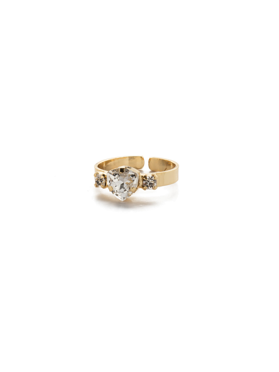 Paulina Band Ring - 4REP20BGCRY - <p>The Paulina Adjustable Band Ring showcases a stunning center antique triangle crystal flanked by two petite sparklers for added effect. From Sorrelli's Crystal collection in our Bright Gold-tone finish.</p>