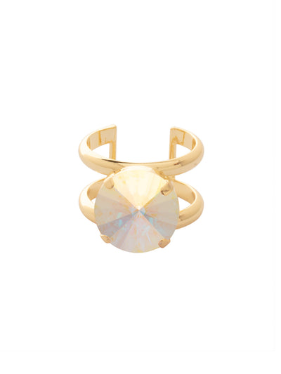 Nadine Statement Ring - 4REZ17BGCAB - <p>The Nadine Statement Ring does just that…makes a statement! Two adjustable ring bands host a chunky round cut crystal. Adjustable to fit ring sizes 6-8. From Sorrelli's Crystal Aurora Borealis collection in our Bright Gold-tone finish.</p>