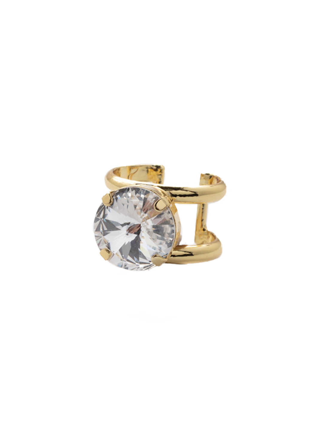 Nadine Statement Ring - 4REZ17BGCRY - <p>The Nadine Statement Ring does just that…makes a statement! Two adjustable ring bands host a chunky round cut crystal. Adjustable to fit ring sizes 6-8. From Sorrelli's Crystal collection in our Bright Gold-tone finish.</p>