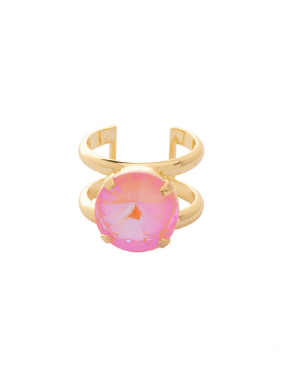 Nadine Statement Ring - 4REZ17BGLRD - <p>The Nadine Statement Ring does just that…makes a statement! Two adjustable ring bands host a chunky round cut crystal. Adjustable to fit ring sizes 6-8. From Sorrelli's Light Rose Delite collection in our Bright Gold-tone finish.</p>