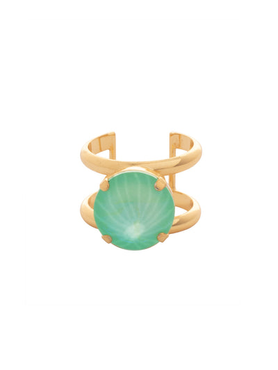 Nadine Statement Ring - 4REZ17BGMND - <p>The Nadine Statement Ring does just that…makes a statement! Two adjustable ring bands host a chunky round cut crystal. Adjustable to fit ring sizes 6-8. From Sorrelli's Mint Delite collection in our Bright Gold-tone finish.</p>