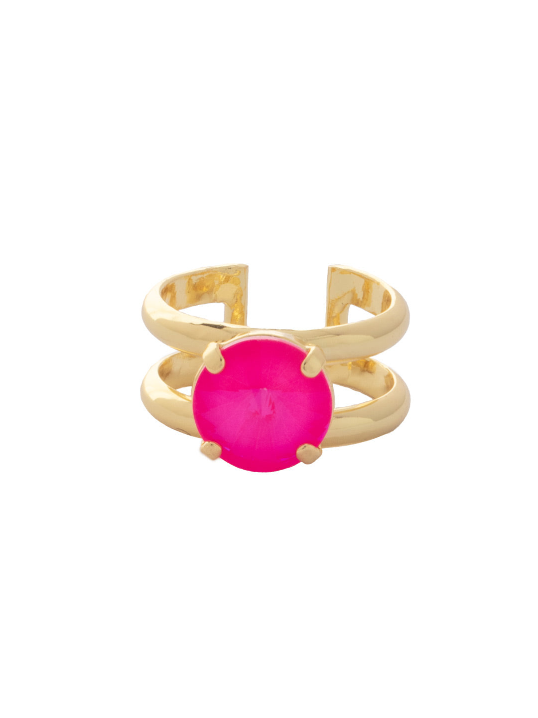 Joanie Statement Ring - 4REZ21BGETP - <p>The Joanie Statement Ring features a single crystal in the center of a double adjustable ring band. Adjustable to fit ring sizes 6-8. From Sorrelli's Electric Pink collection in our Bright Gold-tone finish.</p>
