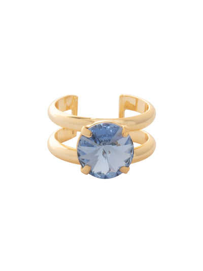 Joanie Statement Ring - 4REZ21BGLTS - <p>The Joanie Statement Ring features a single crystal in the center of a double adjustable ring band. Adjustable to fit ring sizes 6-8. From Sorrelli's Light Sapphire collection in our Bright Gold-tone finish.</p>