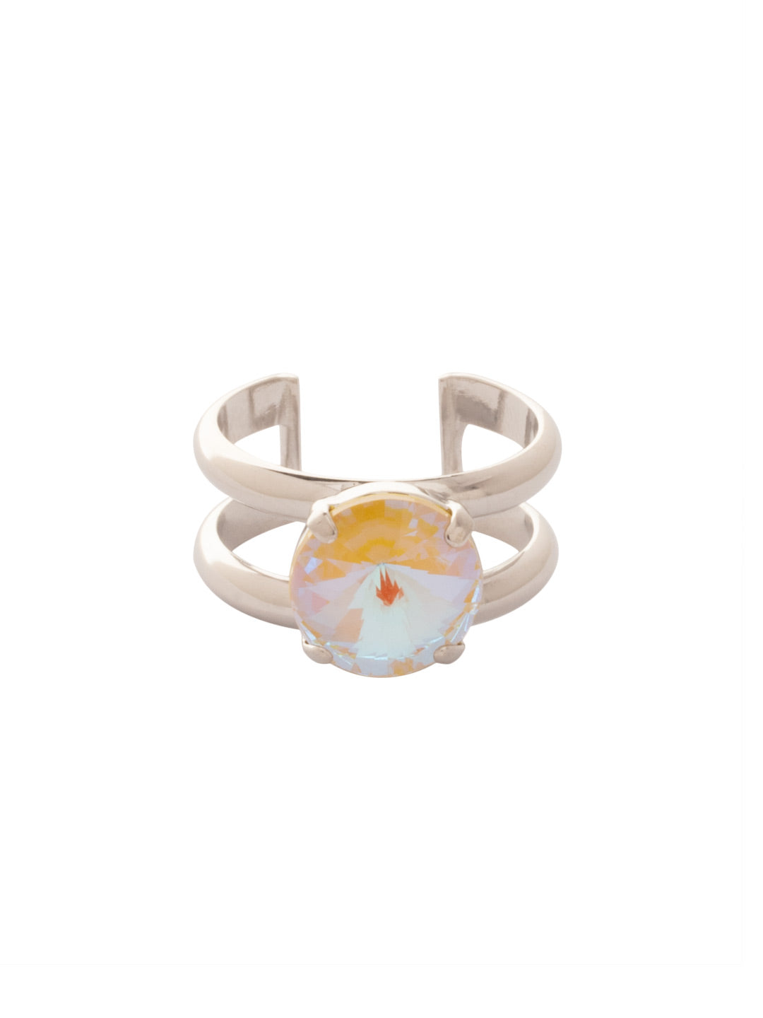 Joanie Statement Ring - 4REZ21PDLTD - <p>The Joanie Statement Ring features a single crystal in the center of a double adjustable ring band. Adjustable to fit ring sizes 6-8. From Sorrelli's Light Topaz Delite collection in our Palladium finish.</p>