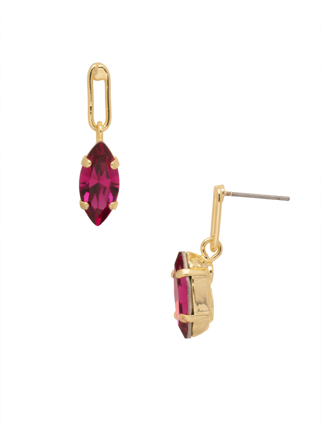 Clarissa Chain Link Dangle Earrings - 8EA10BGFU - <p>The Clarissa Chain Link Dangle Earrings feature a navette cut crystal dangling from a single chain link on a post. From Sorrelli's Fuchsia collection in our Bright Gold-tone finish.</p>