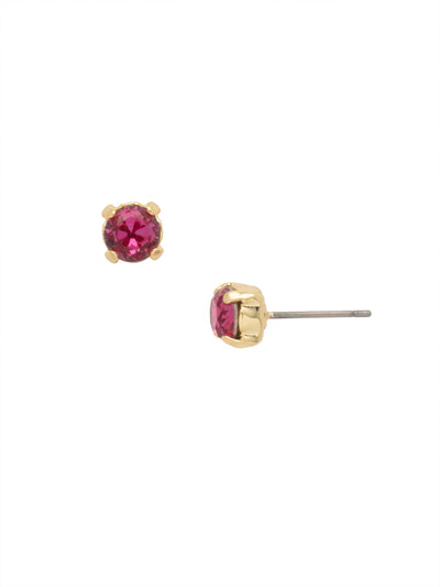Jayda Stud Earrings - 8EA13BGFU - <p>The Jayda Stud Earrings are the perfect every day wardrobe staple. A round crystal nestles perfectly in a metal plated post with four prongs. Need help picking a stud? <a href="https://www.sorrelli.com/blogs/sisterhood/round-stud-earrings-101-a-rundown-of-sizes-styles-and-sparkle">Check out our size guide!</a> From Sorrelli's Fuchsia collection in our Bright Gold-tone finish.</p>