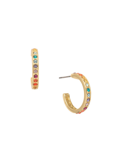 Mini Pave Hoop Earrings - 8EA5BGPRI - <p>The Mini Pave Hoop Earrings feature a crystal embellished metal hoop on a post. From Sorrelli's Prism collection in our Bright Gold-tone finish.</p>