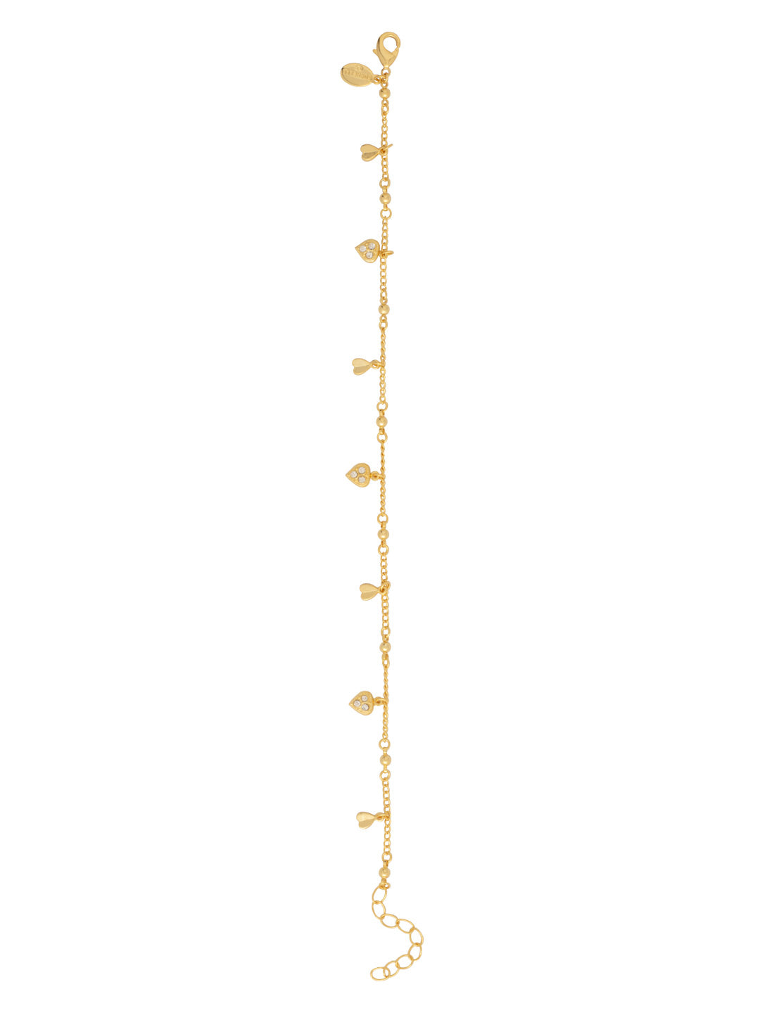Mini Heart Charm Anklet - AGF1BGCRY - <p>The Mini Heart Charm Anklet features an assortment of heart charms and crystals on an adjustable chain, secured with a lobster claw clasp. From Sorrelli's Crystal collection in our Bright Gold-tone finish.</p>