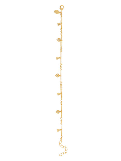 Mini Heart Charm Anklet - AGF1BGCRY - <p>The Mini Heart Charm Anklet features an assortment of heart charms and crystals on an adjustable chain, secured with a lobster claw clasp. From Sorrelli's Crystal collection in our Bright Gold-tone finish.</p>