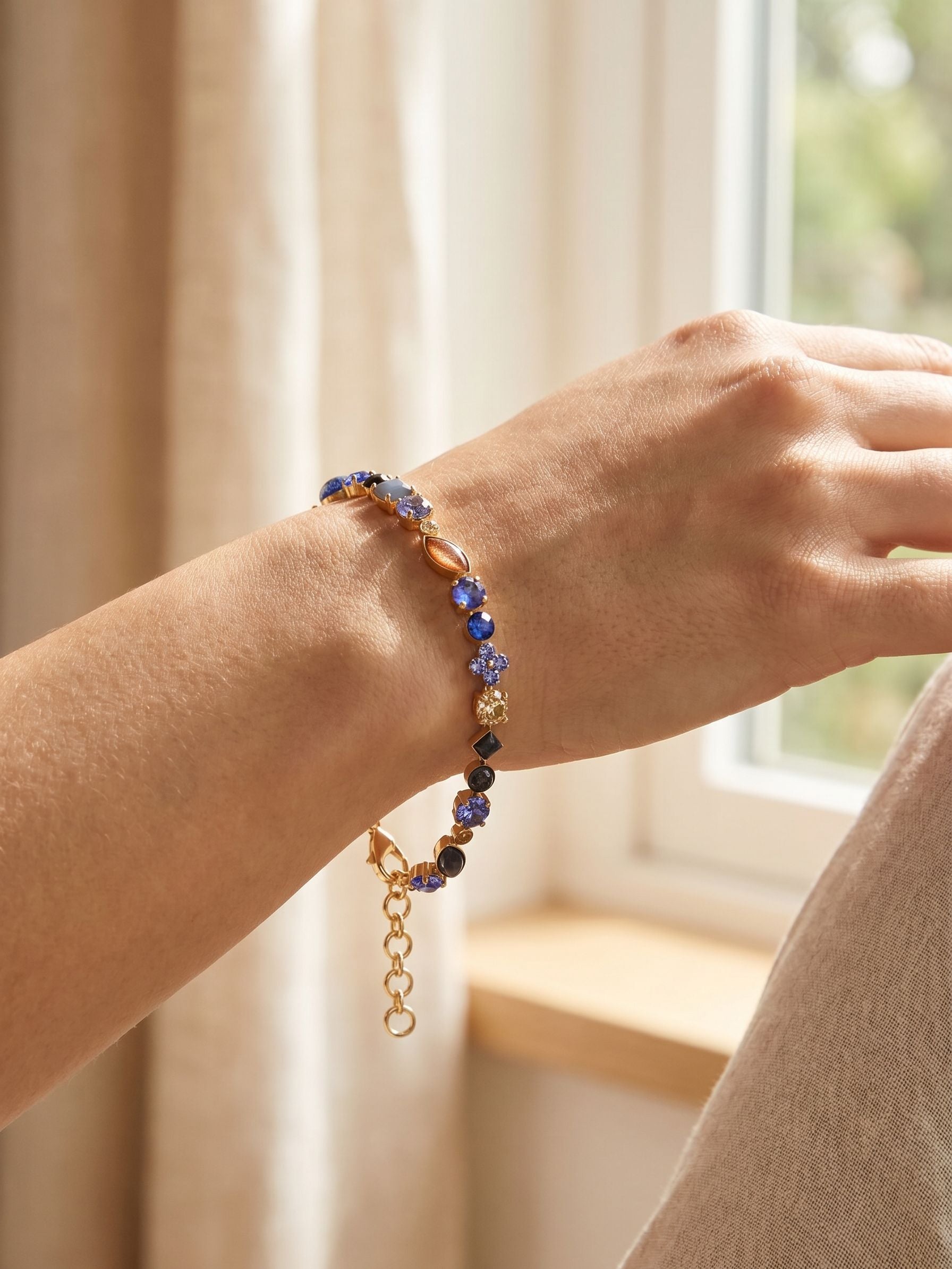 Crystal and Cabochon Tennis Bracelet - BAQ3BGDNM
