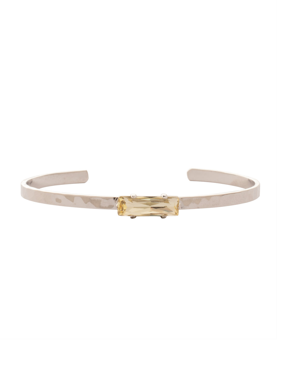 Bindi Cuff Bracelet - BCW13PDJON - <p>A simple baguette crystal sits on top of our hammered cuff to create a textured, classic look. Perfect for stacking or shining on it's own! From Sorrelli's Jonquil collection in our Palladium finish.</p>