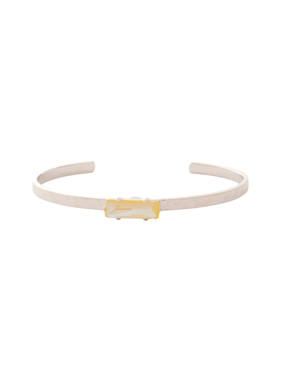 Bindi Cuff Bracelet - BCW13PDLTD - <p>A simple baguette crystal sits on top of our hammered cuff to create a textured, classic look. Perfect for stacking or shining on it's own! From Sorrelli's Light Topaz Delite collection in our Palladium finish.</p>