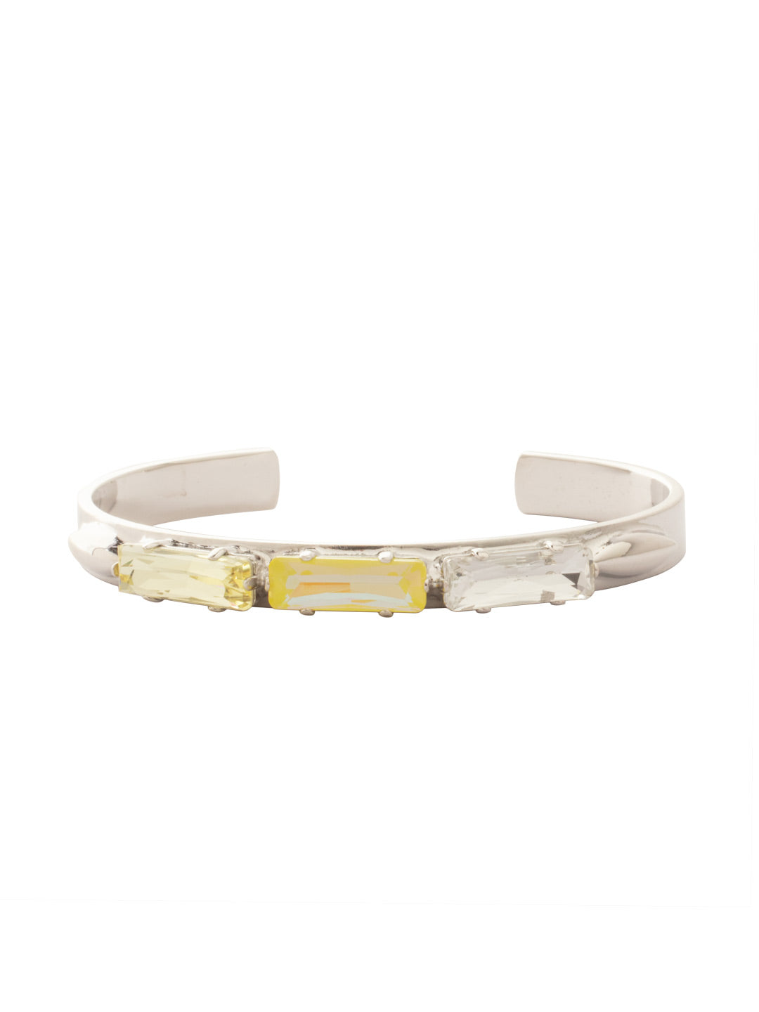 Triple Bindi Cuff Bracelet - BDA15PDLZ - <p>This cuff bracelet features three crystal baguettes that are further embellished by metal elements attached to a solid, metal band. From Sorrelli's Lemon Zest collection in our Palladium finish.</p>