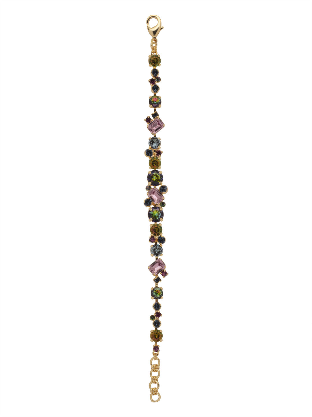 Geo Classic Tennis Bracelet - BDG46BGROP - <p>Delicate round crystals mix with emerald cut crystals for a classic and elegant look. From Sorrelli's Royal Plum collection in our Bright Gold-tone finish.</p>
