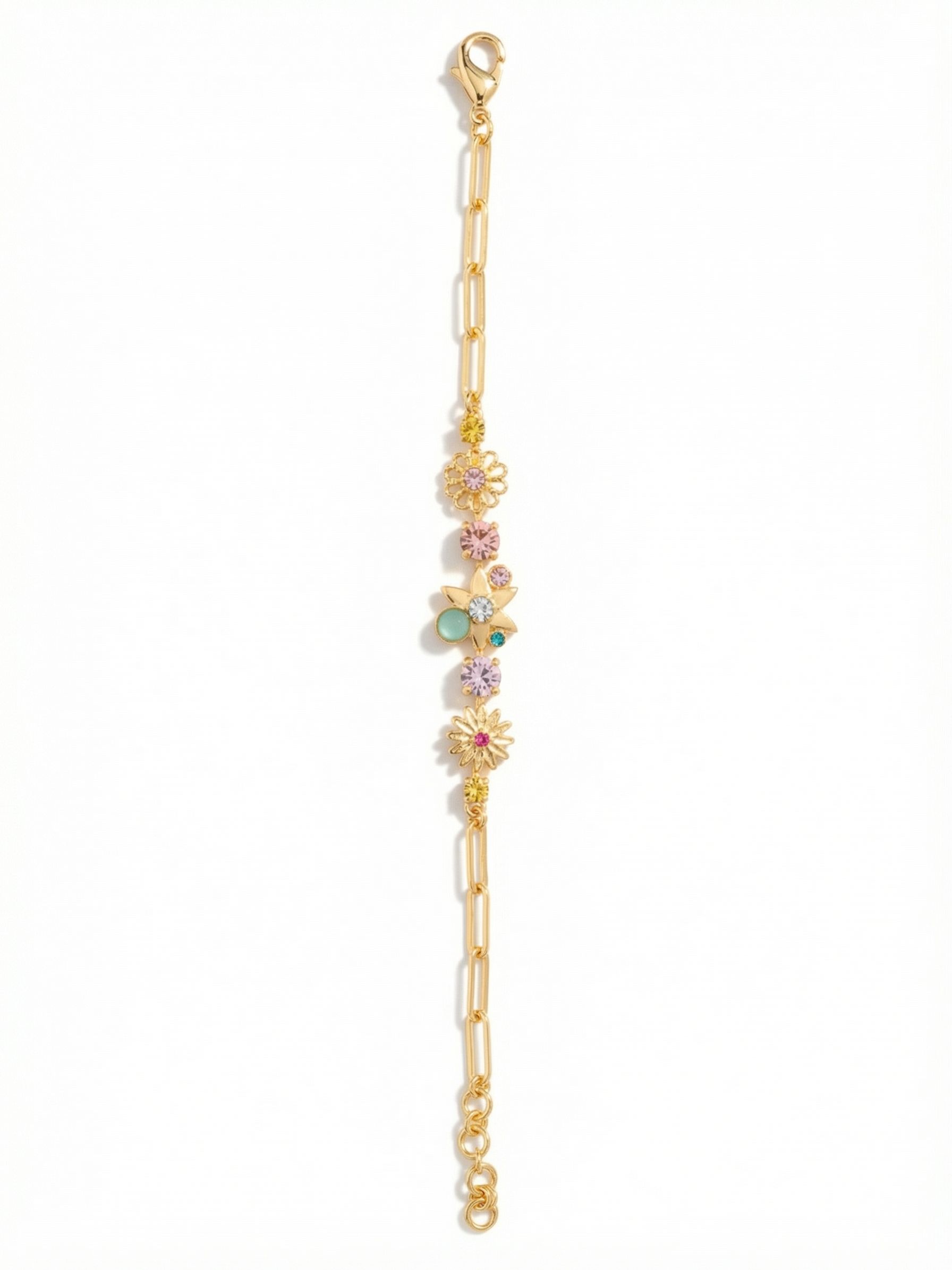 Meadow Tennis Bracelet - BEY130BGCPO - <p>The Meadow Tennis Bracelet features floral and crystal accents on an adjustable paperclip chain, secured by a lobster claw clasp. From Sorrelli's Candy Pop collection in our Bright Gold-tone finish.</p>