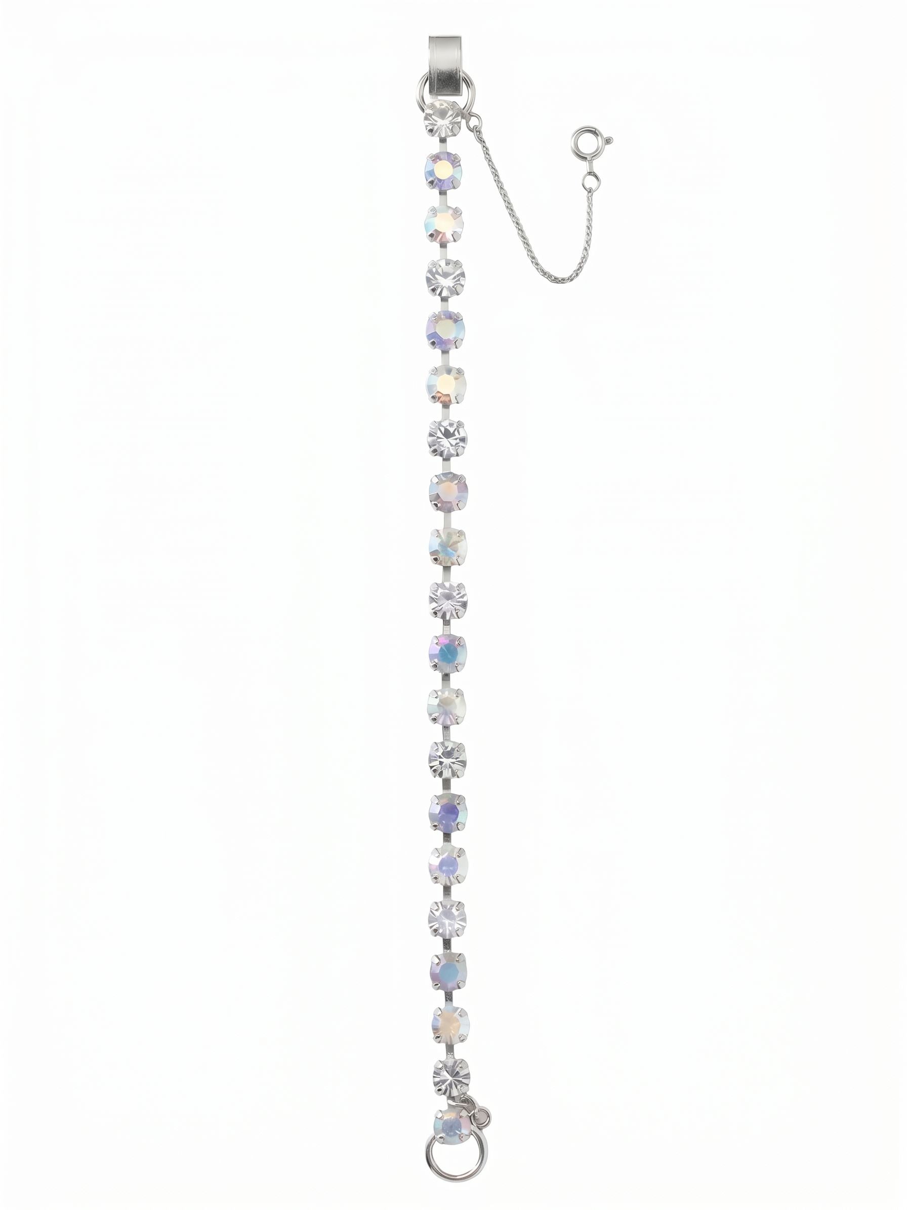 Elsie Tennis Bracelet - BEZ30PDRQ - <p>An unbroken line of light follows every movement of your hand. Round-cut stones shift between crisp clarity, subtle blue opal tones, and the iridescent flash of Aurora Borealis. The flexible channel chain keeps the crystals carefully aligned, offering a fluid drape that moves naturally as you type, reach, and go about your day. Designed with an adjustable extension chain, the bracelet lets you find your exact preferred fit, bringing a constant, quiet polish to your daily routine.</p><ul>
<li>Flexible channel chain construction keeps crystals aligned in motion</li>
<li>Alternating clear and iridescent stones create a subtly shifting color profile</li>
<li>Fold-over clasp</li>
<li>Protective e-coat finish for lasting wear</li>
<li>Includes signature organza pouch for gifting and travel</li>
</ul>