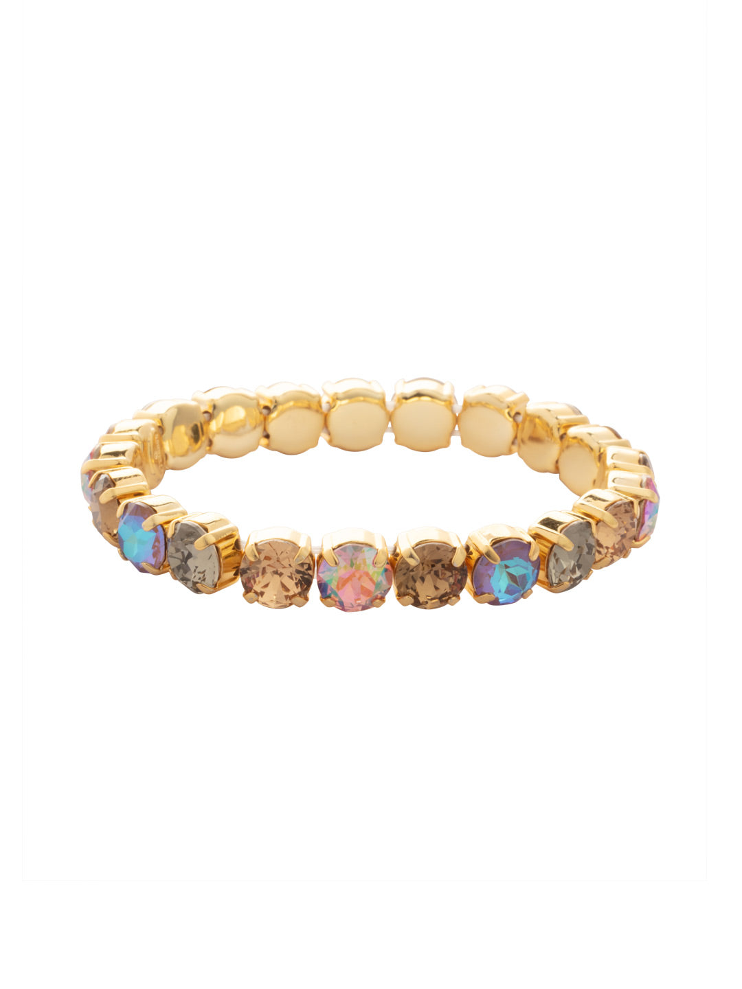 7 inch Sienna Stretch Bracelet - BFD50BGHNB - <p>A modern take on a classic style, the Sienna Stretch Bracelet features a line of crystals on a sturdy jewelers' filament, stretching to fit most wrists comfortably, without the hassle of a clasp! (7 inches in diameter, fits average wrist sizes) From Sorrelli's Honey Bourbon collection in our Bright Gold-tone finish.</p>