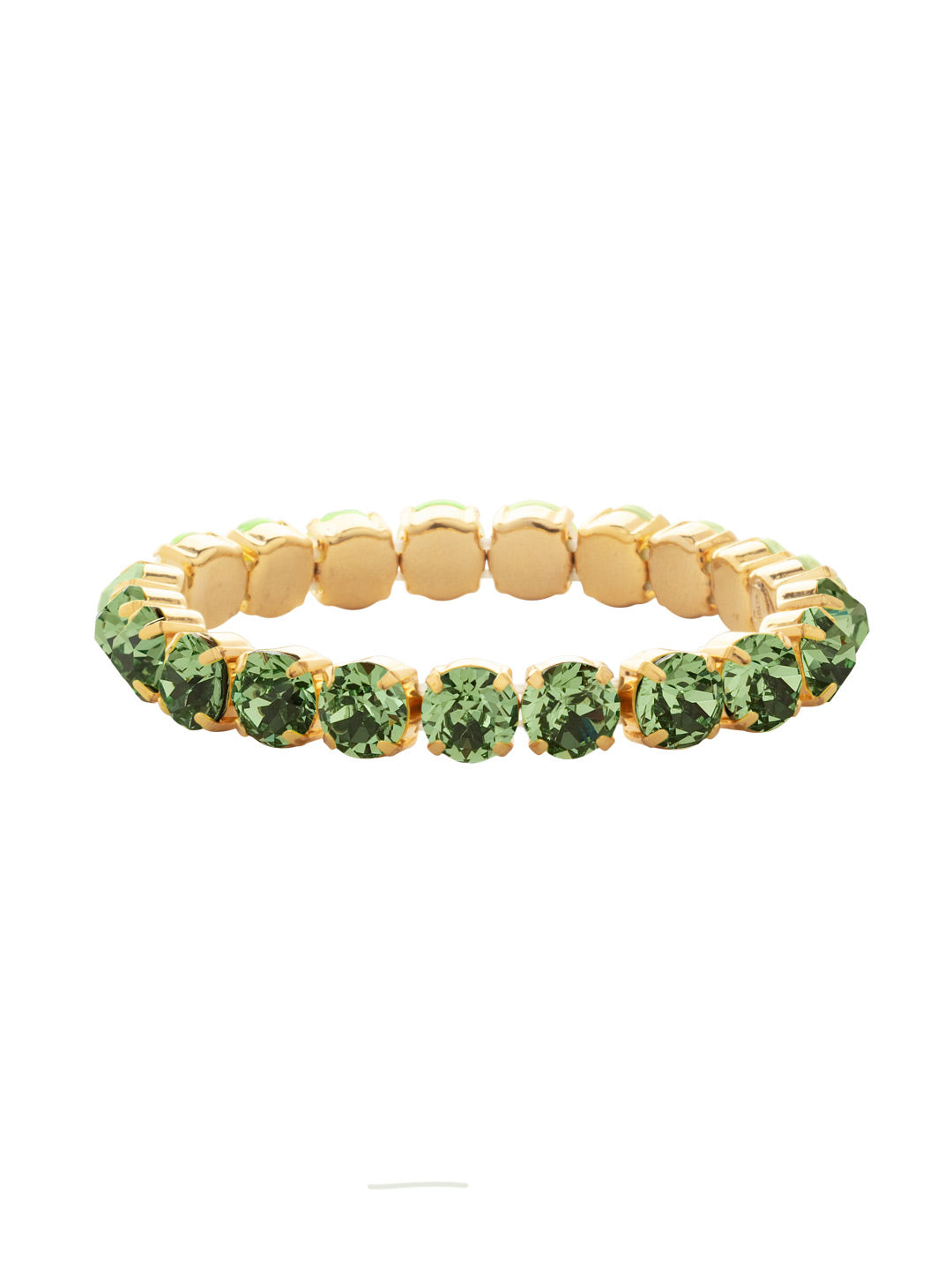 7 inch Sienna Stretch Bracelet - BFD50BGPER - <p>A modern take on a classic style, the Sienna Stretch Bracelet features a line of crystals on a sturdy jewelers' filament, stretching to fit most wrists comfortably, without the hassle of a clasp! (7 inches in diameter, fits average wrist sizes) From Sorrelli's Peridot collection in our Bright Gold-tone finish.</p>
