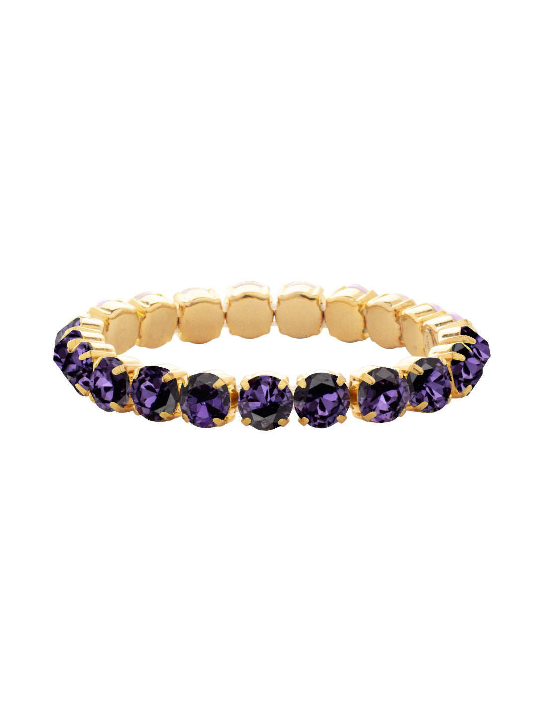 7 inch Sienna Stretch Bracelet - BFD50BGPV - <p>A modern take on a classic style, the Sienna Stretch Bracelet features a line of crystals on a sturdy jewelers' filament, stretching to fit most wrists comfortably, without the hassle of a clasp! (7 inches in diameter, fits average wrist sizes) From Sorrelli's Purple Velvet collection in our Bright Gold-tone finish.</p>
