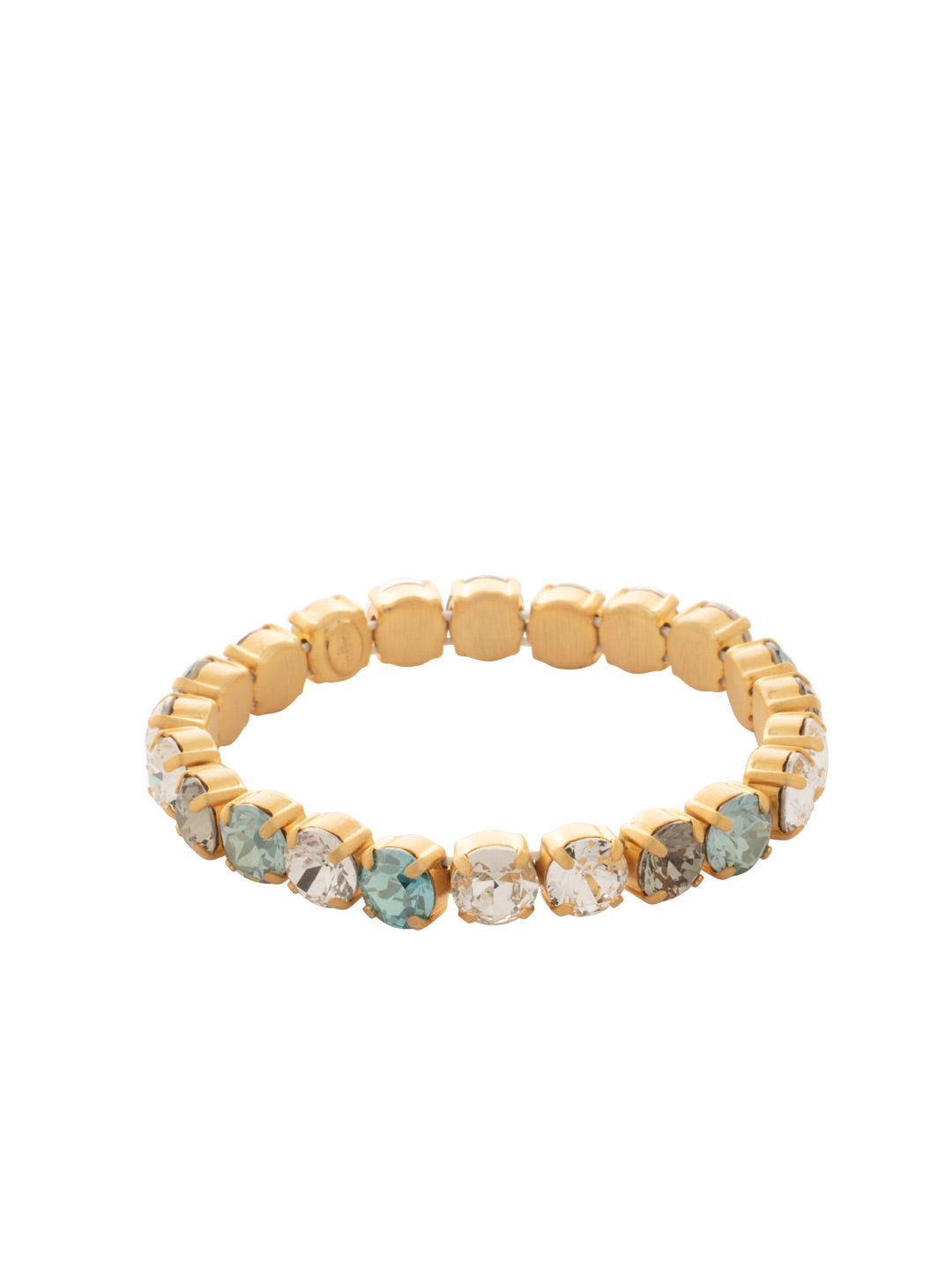 7 inch Sienna Stretch Bracelet - BFD50MGLBH - <p>A modern take on a classic style, the Sienna Stretch Bracelet features a line of crystals on a sturdy jewelers' filament, stretching to fit most wrists comfortably, without the hassle of a clasp! (7 inches in diameter, fits average wrist sizes) From Sorrelli's Laguna Beach collection in our Matte Gold-tone finish.</p>