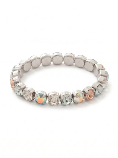7 inch Sienna Stretch Bracelet - BFD50PDRQ - <p>An unbroken circle of color that slips easily over the hand. This stretch bracelet alternates soft blush, cool blue, and iridescent crystals that shift in tone as your wrist moves. Designed without a clasp, it rolls on effortlessly on busy mornings. The substantial round stones provide enough weight to feel significant when worn alone, yet the low profile makes it a natural addition to a layered stack.</p><ul>
<li>Alternating sequence of pastel and iridescent round crystals</li>
<li>Seamless stretch design for an unbroken line of color</li>
<li>Stretch easy slip-on design</li>
<li>Protective e-coat finish for lasting wear</li>
<li>Includes signature organza pouch for gifting and travel</li>
</ul>