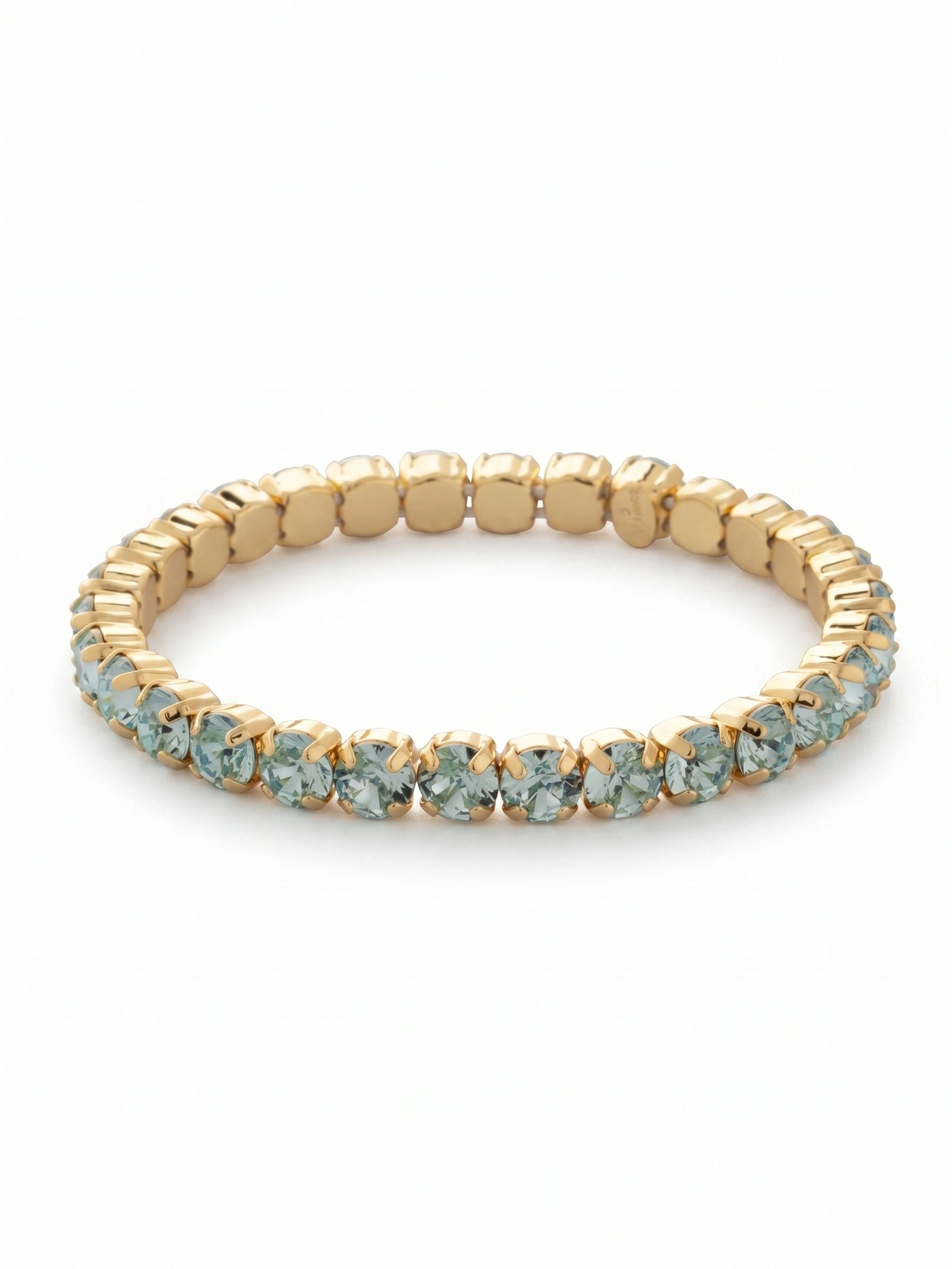 Mini Sienna Stretch Bracelet - BFD52BGAQU - <p>The Mini Sienna Stretch Bracelet is a mini take on a bestselling style! The Mini Sienna Stretch Bracelet features a line of small round crystals on a sturdy jewelers' filament, stretching to fit most wrists comfortably, without the hassle of a clasp! From Sorrelli's Aquamarine collection in our Bright Gold-tone finish.</p>