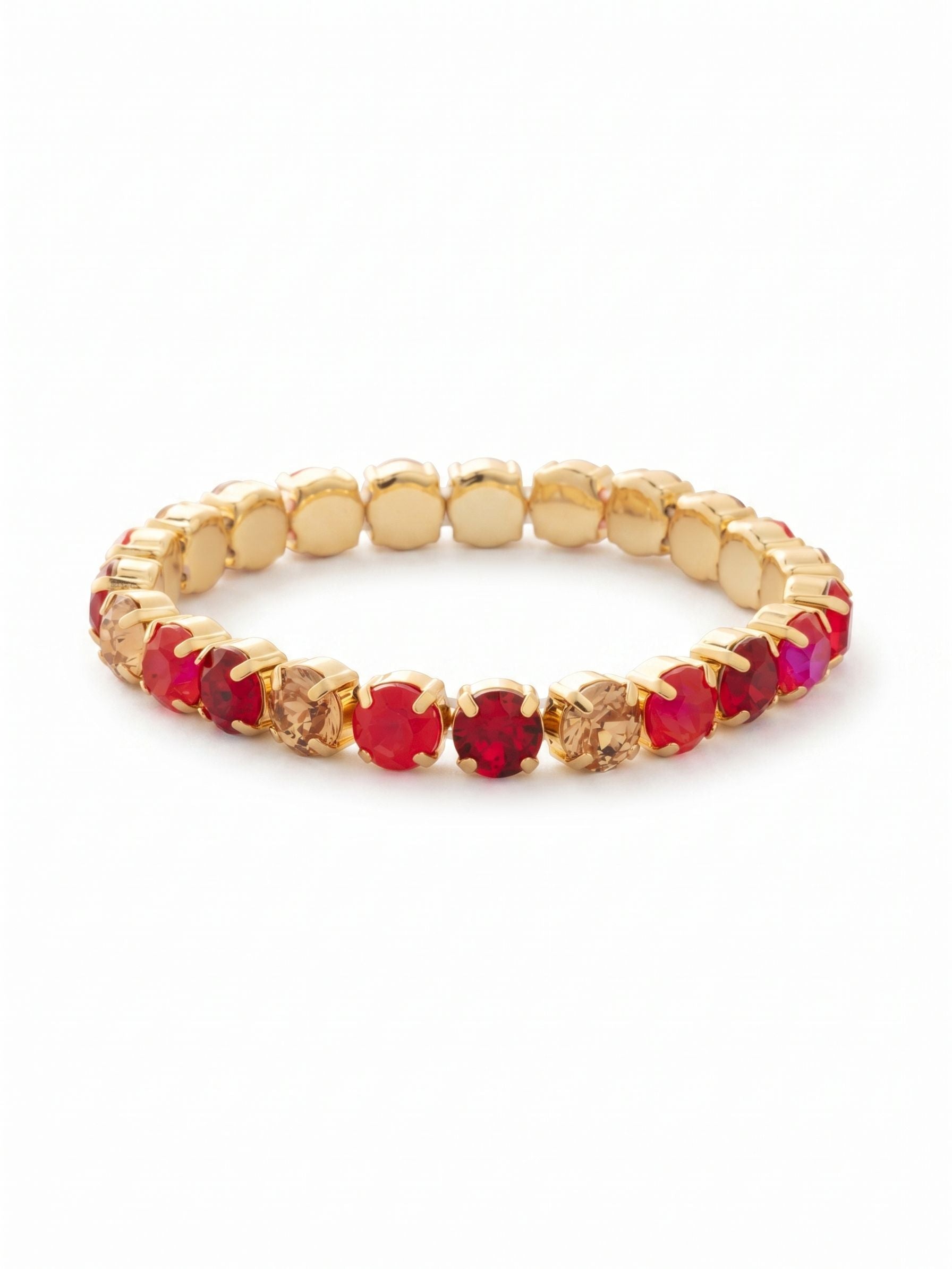 8 inch Sienna Stretch Bracelet - BFD60BGRCP - <p>A modern take on a classic style, the Sienna Stretch Bracelet features a line of crystals on a sturdy jewelers' filament, stretching to fit most wrists comfortably, without the hassle of a clasp! (8 inches in diameter, fits larger wrist sizes) From Sorrelli's Red Carpet collection in our Bright Gold-tone finish.</p>
