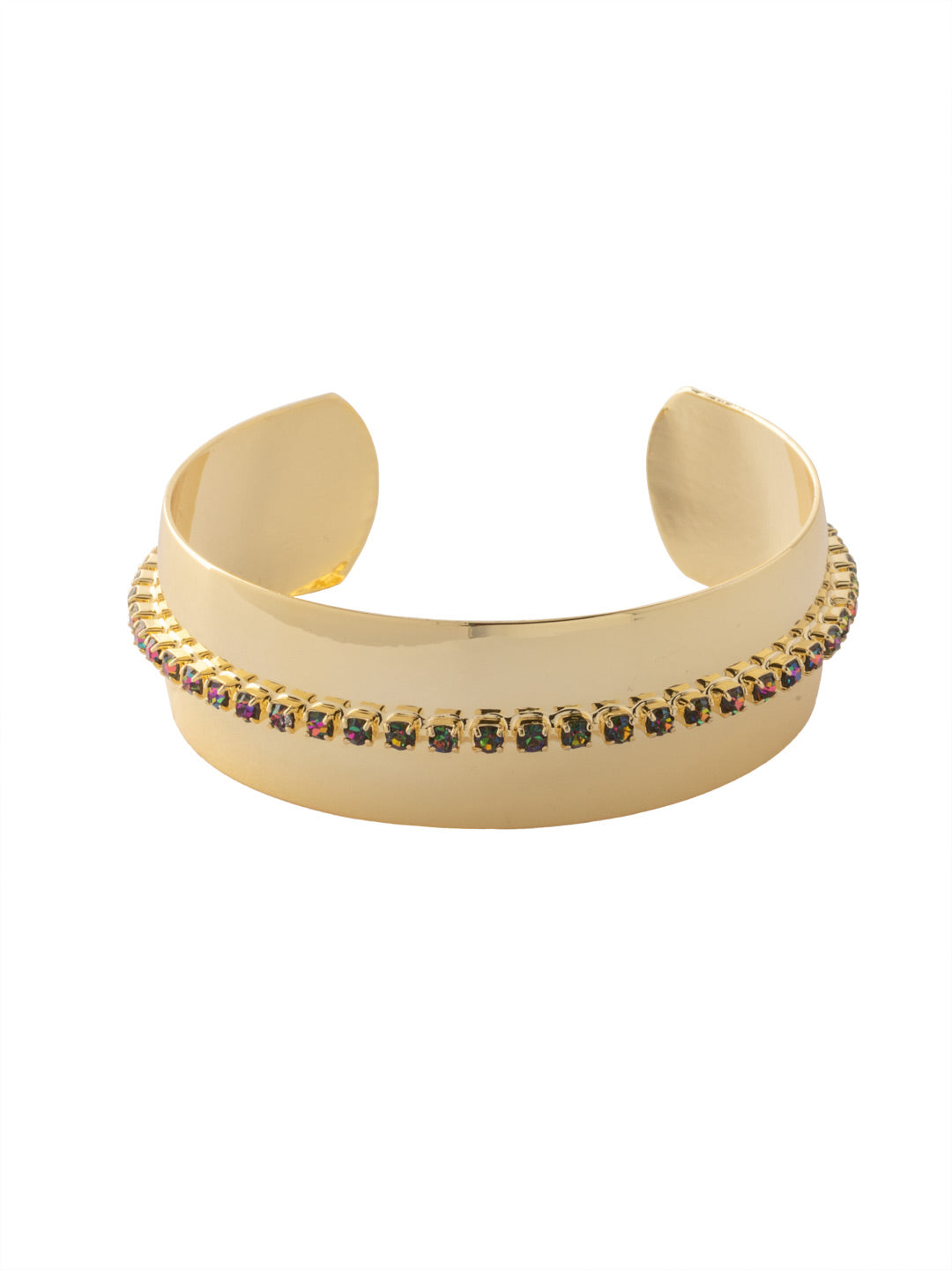 Embellished Cuff Bracelet - BFK3BGVO - <p>The Embellished Cuff Bracelet features a domed band cuff embellished with a line of clear crystals. From Sorrelli's Volcano collection in our Bright Gold-tone finish.</p>