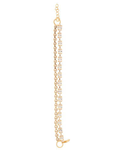 Clarissa Layered Tennis Bracelet - BFL6MGCRY - <p>The Clarissa Layered Tennis Bracelet features a rhinestone chain and navette crystal chain layered on an adjustable chain, secured with a lobster claw clasp. From Sorrelli's Crystal collection in our Matte Gold-tone finish.</p>