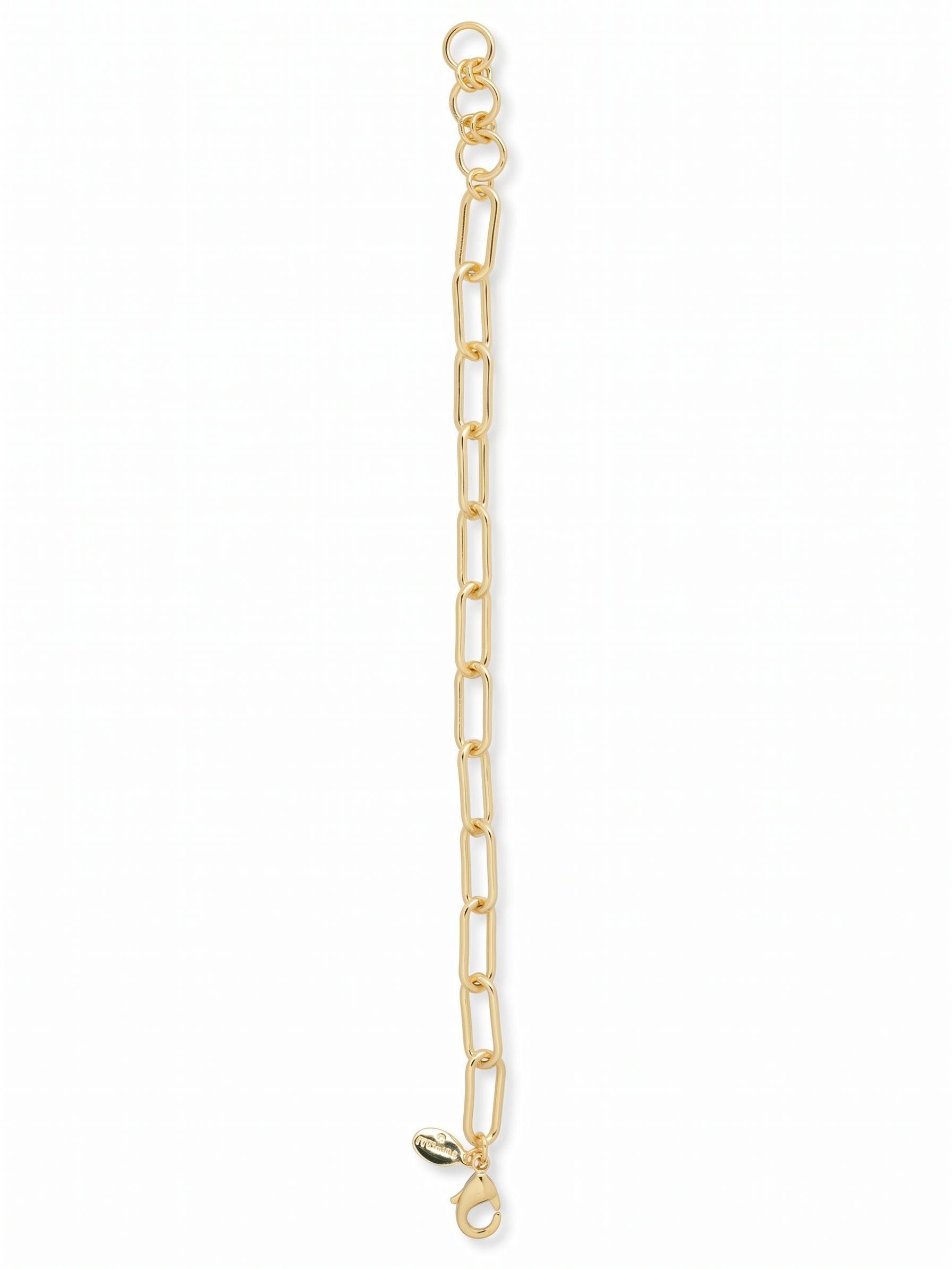 Chunky Paperclip Tennis Bracelet - BFM18BGMTL - <p>A purely metallic chain brings a different kind of shine to a daily rotation. These elongated paperclip links offer substantial presence while remaining completely fluid as you type, reach, and move. The bright polished finish catches ambient light beautifully. It layers seamlessly with a favorite watch or wears effortlessly alone.</p><ul>
<li>Elongated rectangular links create a modern geometric profile</li>
<li>Fluid chain construction moves naturally with the body</li>
<li>Lobster claw clasp</li>
<li>Protective e-coat finish for lasting wear</li>
<li>Includes signature organza pouch for gifting and travel</li>
</ul>