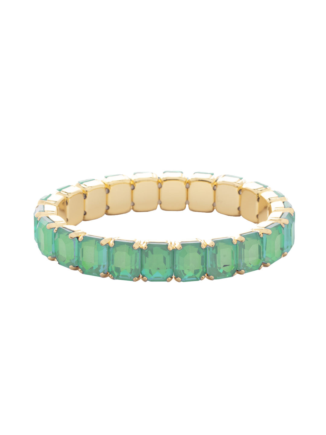 7 inch Octavia Stretch Bracelet - BFM30BGPAC - <p>The 7 inch Octavia Stretch Bracelet features a line of emerald cut crystals on a sturdy jewelers' filament, stretching to fit most wrists comfortably, without the hassle of a clasp! (7 inches, fits average wrist sizes) From Sorrelli's Pacific Opal collection in our Bright Gold-tone finish.</p>