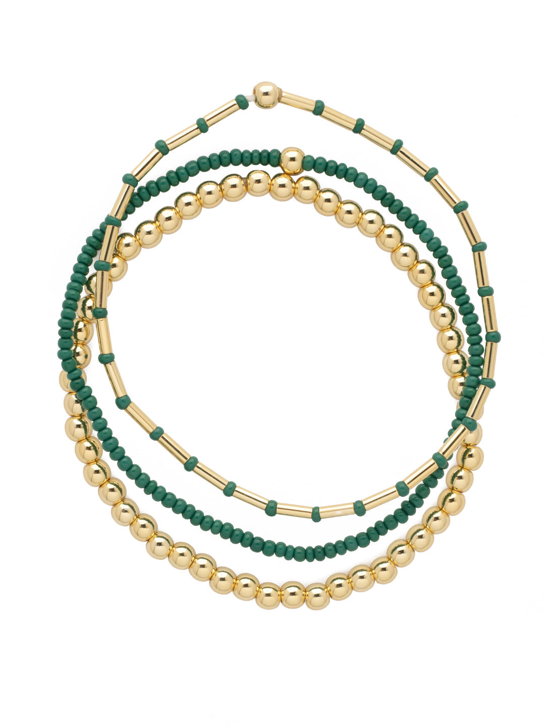 Trina Stretch Bracelet - BFM5BGGA - <p>The Trina Stretch Bracelets features 3 assorted stretch bracelets; perfect to mix, match, and stack with your favorite bracelets! From Sorrelli's Green Apple collection in our Bright Gold-tone finish.</p>