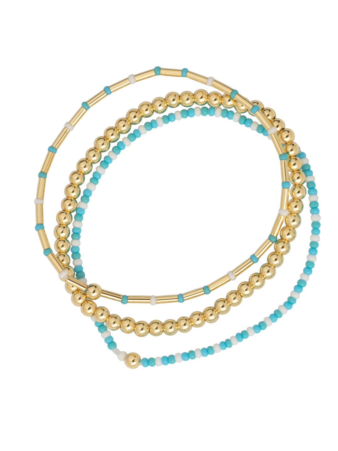 Trina Stretch Bracelet - BFM5BGSTO - <p>The Trina Stretch Bracelets features 3 assorted stretch bracelets; perfect to mix, match, and stack with your favorite bracelets! From Sorrelli's Santorini collection in our Bright Gold-tone finish.</p>