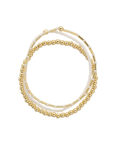 Trina Stretch Bracelet - BFM5BGWA - <p>The Trina Stretch Bracelets features 3 assorted stretch bracelets; perfect to mix, match, and stack with your favorite bracelets! From Sorrelli's White Alabaster collection in our Bright Gold-tone finish.</p>