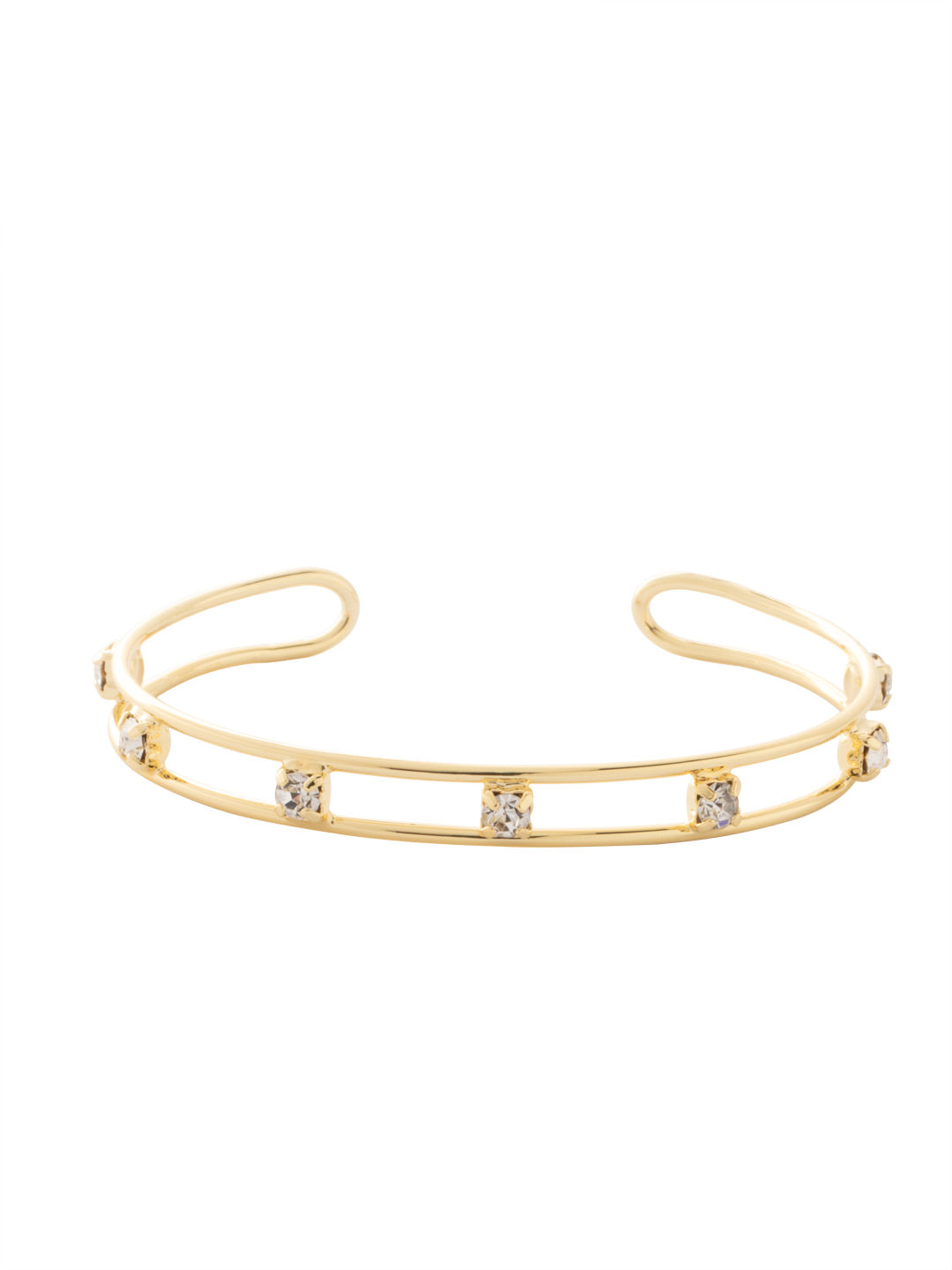 Aerie Cuff Bracelet - BFM6BGCRY - <p>The Aerie Cuff Bracelet features an open adjustable cuff band studded with round cut crystals. From Sorrelli's Crystal collection in our Bright Gold-tone finish.</p>