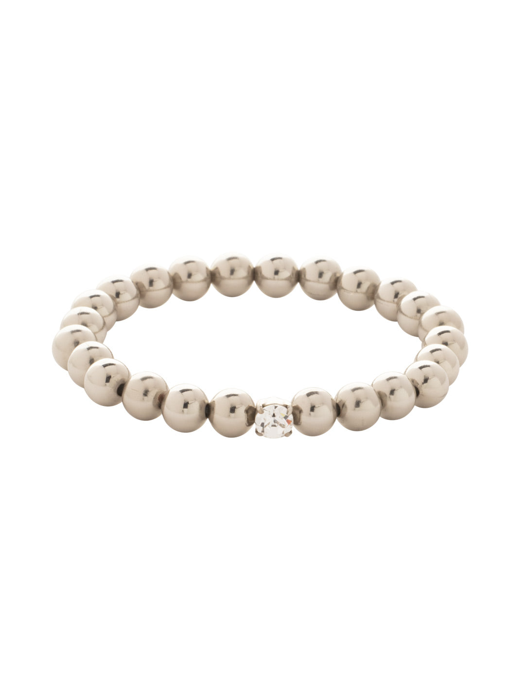 Mini Single Crystal Stretch Bracelet - BFN33ASCRY - <p>The Mini Single Crystal Stretch Bracelet features repeating metal beads and a single round cut crystal on a multi-layered stretchy jewelry filament, creating a durable and trendy piece. From Sorrelli's Crystal collection in our Antique Silver-tone finish.</p>
