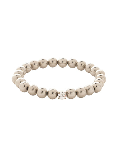 Mini Single Crystal Stretch Bracelet - BFN33ASCRY - <p>The Mini Single Crystal Stretch Bracelet features repeating metal beads and a single round cut crystal on a multi-layered stretchy jewelry filament, creating a durable and trendy piece. From Sorrelli's Crystal collection in our Antique Silver-tone finish.</p>