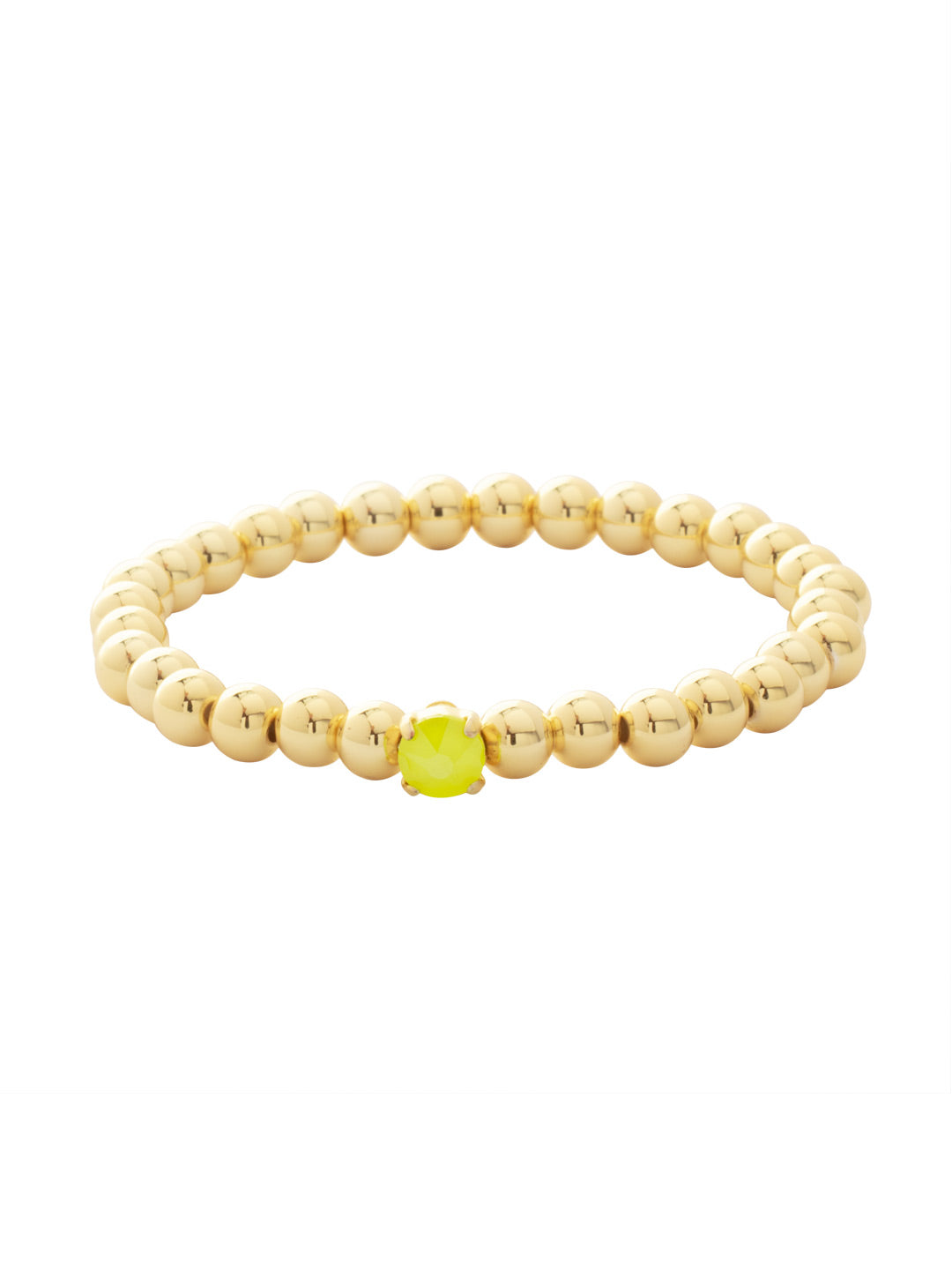 Mini Single Crystal Stretch Bracelet - BFN33BGELY - <p>The Mini Single Crystal Stretch Bracelet features repeating metal beads and a single round cut crystal on a multi-layered stretchy jewelry filament, creating a durable and trendy piece. From Sorrelli's Electric Yellow collection in our Bright Gold-tone finish.</p>
