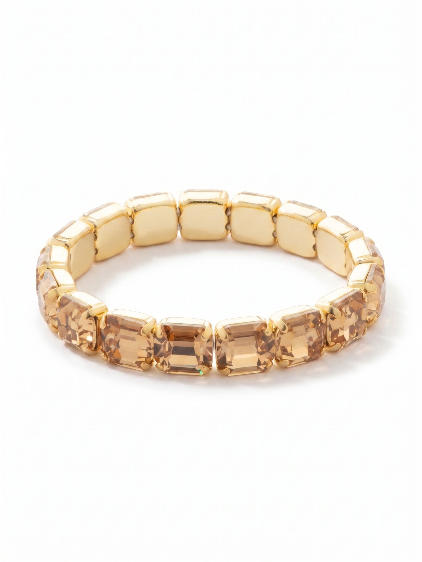 7 Inch Easton Emerald Cut Stretch Bracelet - BFS30BGLC - <p>The 7 Inch Easton Emerald Cut Stretch Bracelet features horizontal emerald cut crystals on a sturdy jewelers' filament, stretching to fit most wrists comfortably, without the hassle of a clasp! (7 inches, fits the average wrist size) From Sorrelli's Light Colorado collection in our Bright Gold-tone finish.</p>