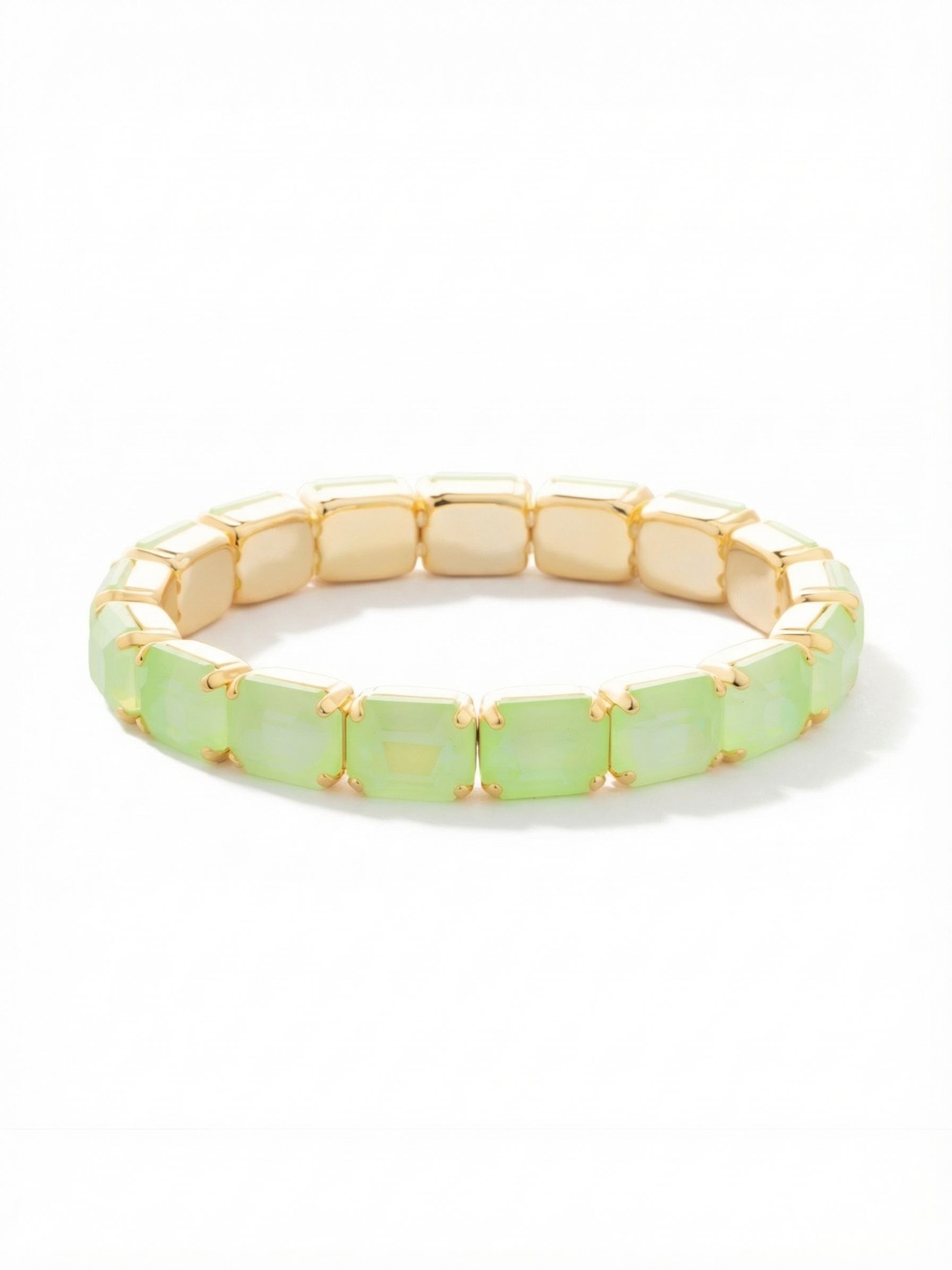 7 Inch Easton Emerald Cut Stretch Bracelet - BFS30BGLGD - <p>The 7 Inch Easton Emerald Cut Stretch Bracelet features horizontal emerald cut crystals on a sturdy jewelers' filament, stretching to fit most wrists comfortably, without the hassle of a clasp! (7 inches, fits the average wrist size)</p>