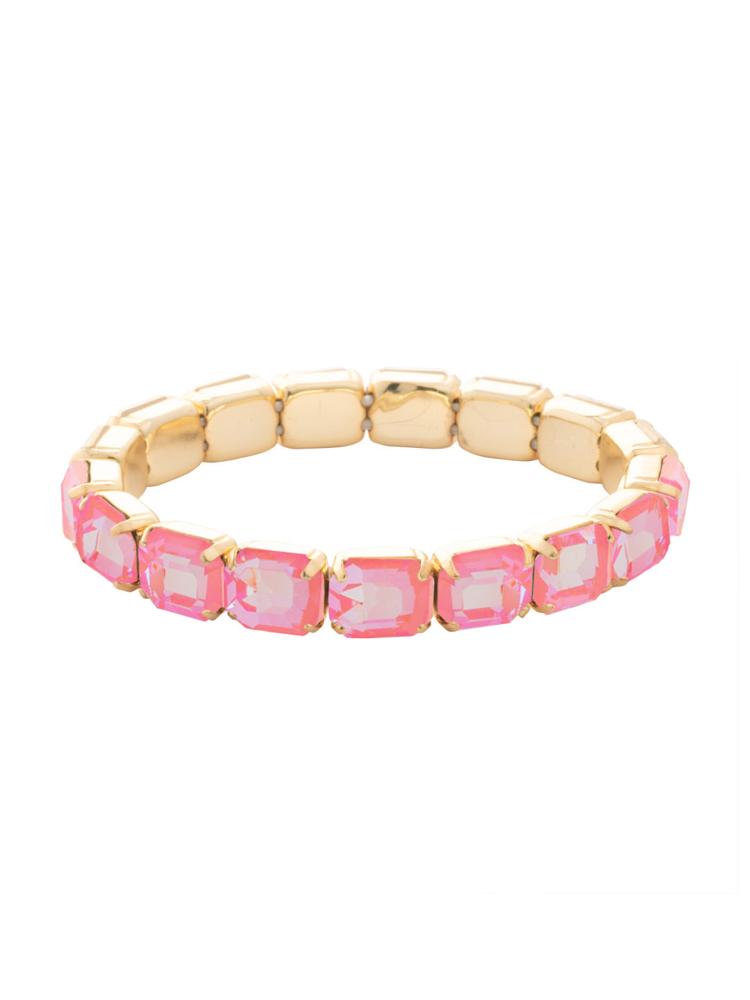 7 Inch Easton Emerald Cut Stretch Bracelet - BFS30BGLRD - <p>The 7 Inch Easton Emerald Cut Stretch Bracelet features horizontal emerald cut crystals on a sturdy jewelers' filament, stretching to fit most wrists comfortably, without the hassle of a clasp! (7 inches, fits the average wrist size) From Sorrelli's Light Rose Delite collection in our Bright Gold-tone finish.</p>