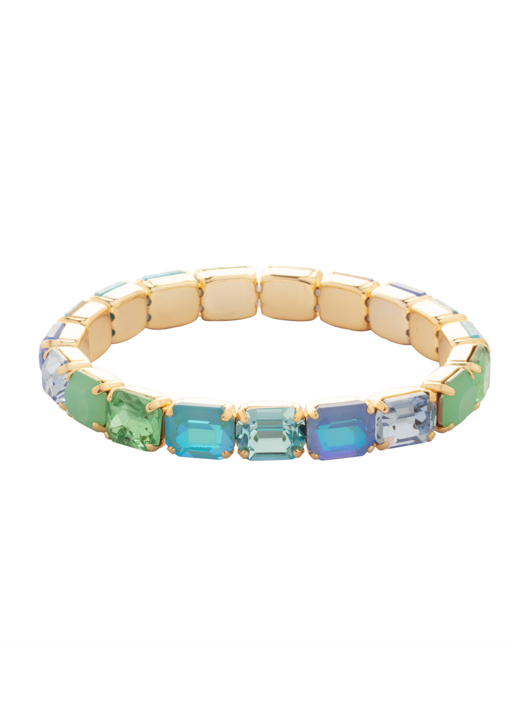 7 Inch Easton Emerald Cut Stretch Bracelet - BFS30BGOC - <p>The 7 Inch Easton Emerald Cut Stretch Bracelet features horizontal emerald cut crystals on a sturdy jewelers' filament, stretching to fit most wrists comfortably, without the hassle of a clasp! (7 inches, fits the average wrist size) From Sorrelli's Ocean collection in our Bright Gold-tone finish.</p>