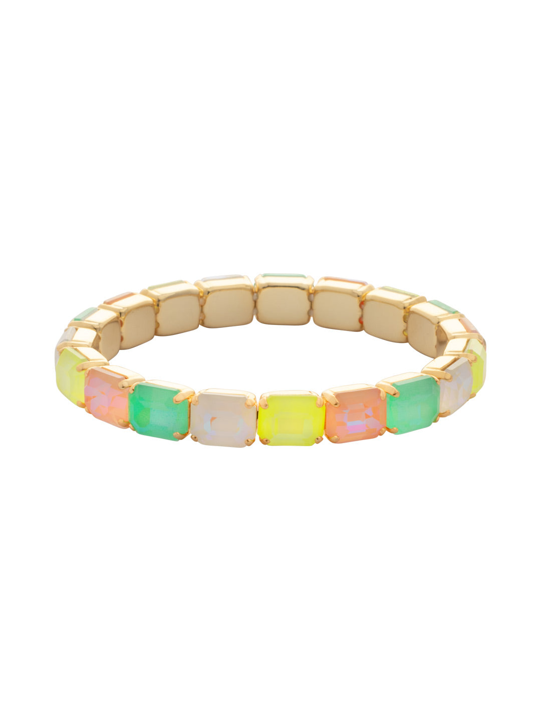 8 Inch Easton Emerald Cut Stretch Bracelet - BFS33BGMAM - <p>8 Inch Easton Emerald Cut Stretch Bracelet features emerald cut crystals on a sturdy jewelers' filament, stretching to fit larger wrists comfortably, without the hassle of a clasp! (~8 inches in diameter, fits larger wrist sizes) From Sorrelli's Mango Mint collection in our Bright Gold-tone finish.</p>