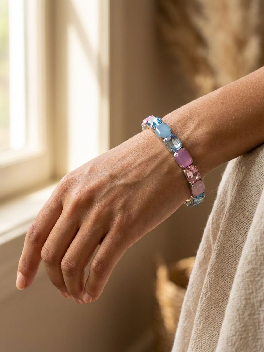 8 Inch Easton Emerald Cut Stretch Bracelet - BFS33PDPBZ