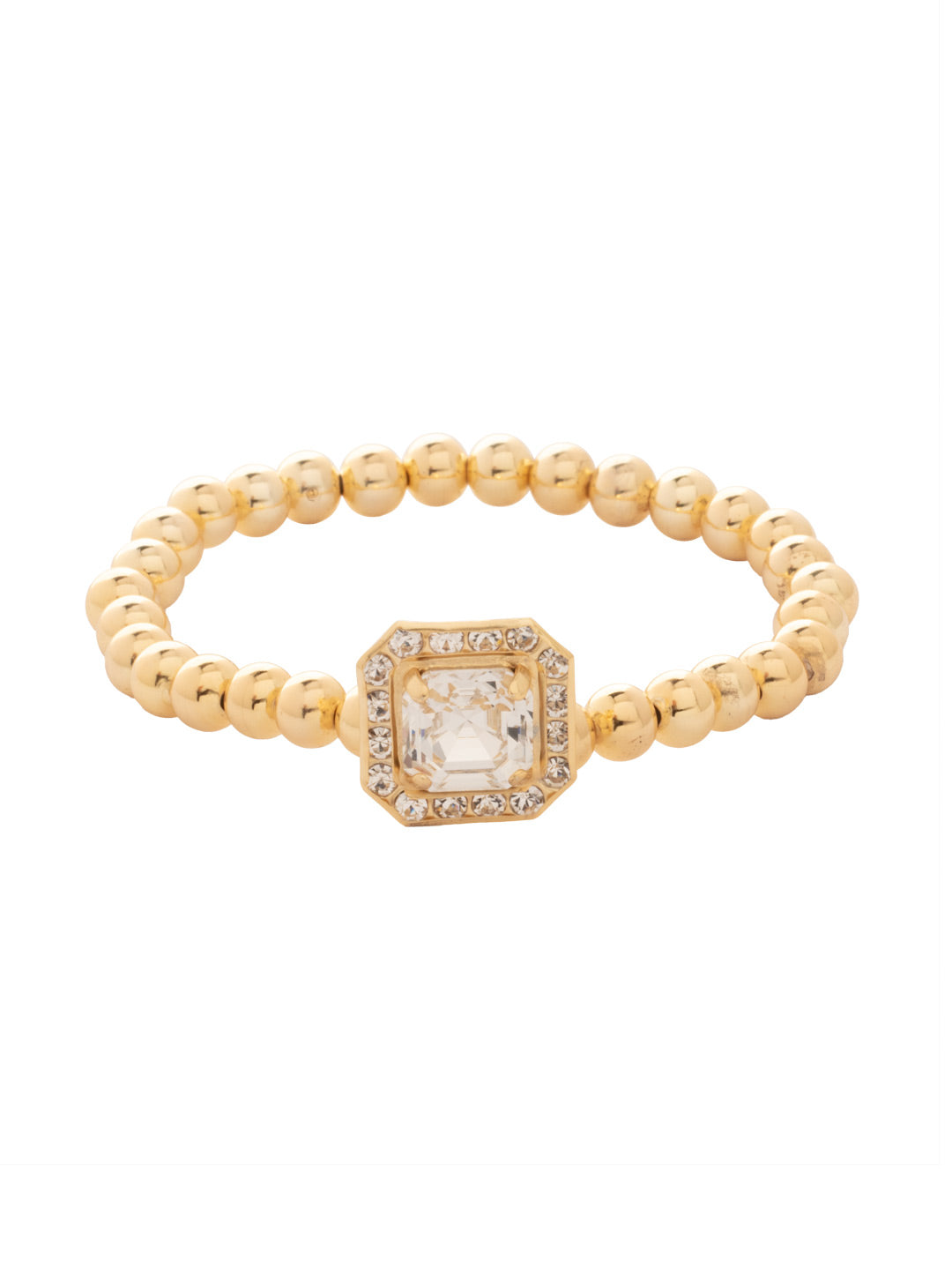 Autumn Stretch Bracelet - BFS7BGCRY - <p>Elegantly designed with metal beads and a dazzling crystal-embellished imperial square halo charm, this stretch bracelet offers both style and comfort. Hand-strung on durable jeweler's filament for a flexible, easy fit. From Sorrelli's Crystal collection in our Bright Gold-tone finish.</p>