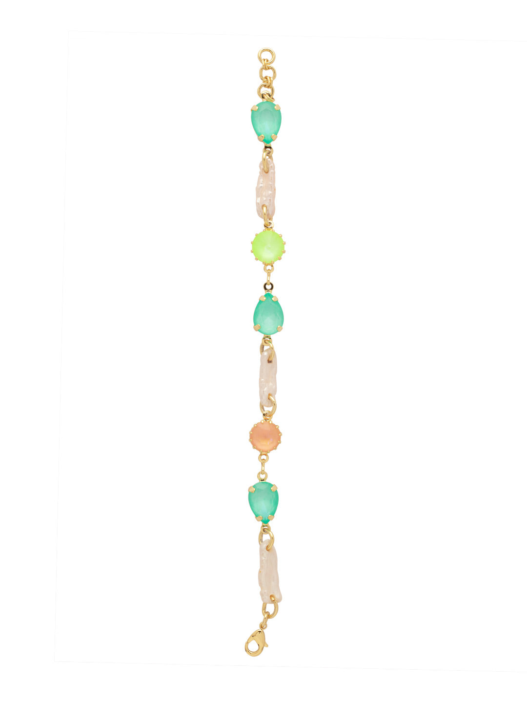 Rae Tennis Bracelet - BFU1BGMAM - <p>The Rae Tennis Bracelet features alternating cut crustals and natural freshwater pearls with an adjustable extension chain, secured with a lobster claw clasp. From Sorrelli's Mango Mint collection in our Bright Gold-tone finish.</p>