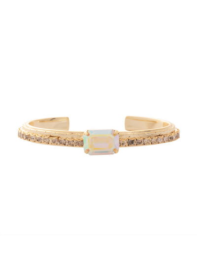 Eryn Cuff Bracelet - BFU5BGCAB - <p>The Eryn Cuff Bracelet features a chunky emerald cut crystal at the forefront of an adjustable metal cuff band embellished with a single row of crystals. From Sorrelli's Crystal Aurora Borealis collection in our Bright Gold-tone finish.</p>