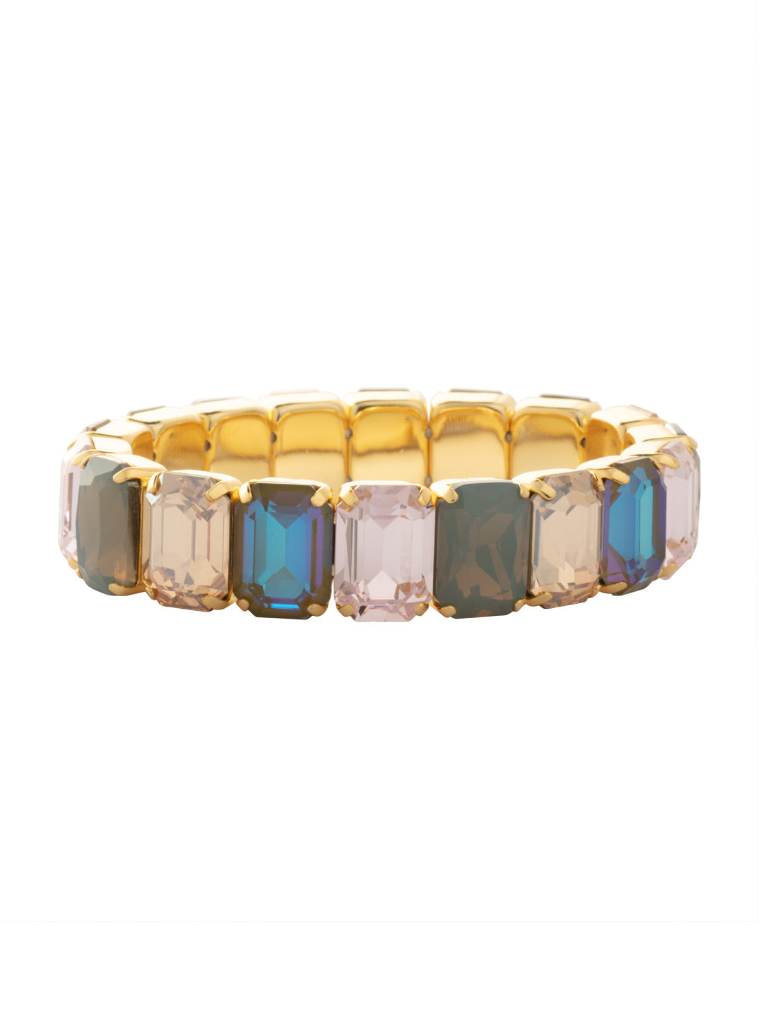 Everyday Emerald Stretch Bracelet - BFY3BGCHA - <p>The Everyday Emerald Stretch Bracelet features a line of emerald-cut crystals on a sturdy jewelers' filament, stretching to fit most wrists comfortably, without the hassle of a clasp! (7 inches in diameter, fits average wrist sizes) From Sorrelli's Chai Latte collection in our Bright Gold-tone finish.</p>